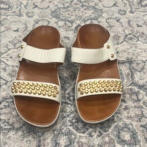 Fitflop White and Gold Studded Sandals